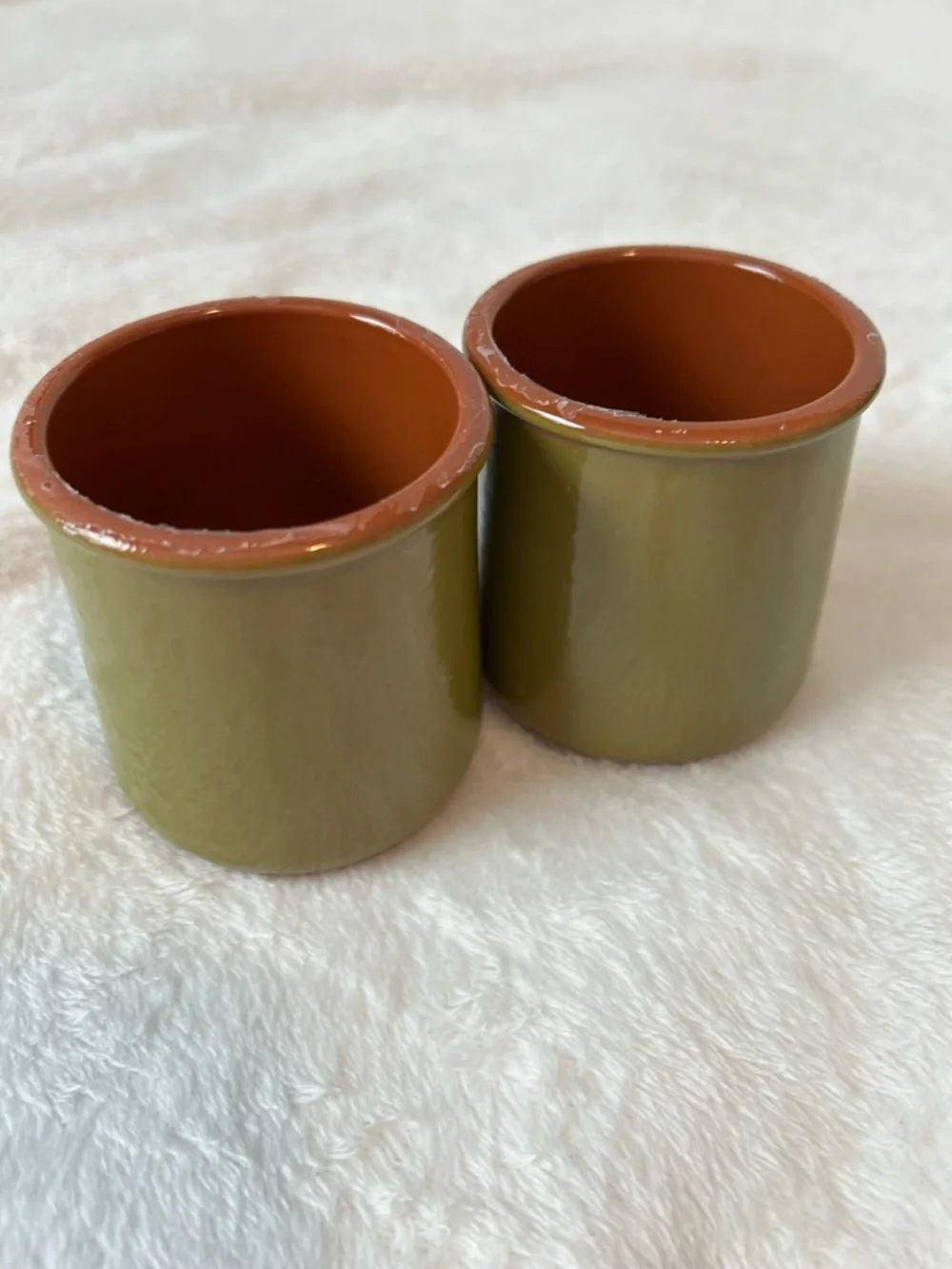 glazed terracotta yogurt pots, specifically the Olive Green set of 2